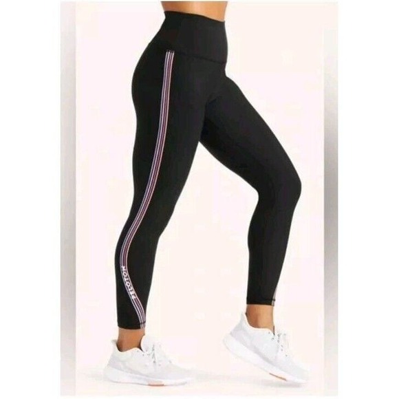 Peloton Black High Waist Cadent Colorblock Black Leggings Striped Small - Picture 1 of 9